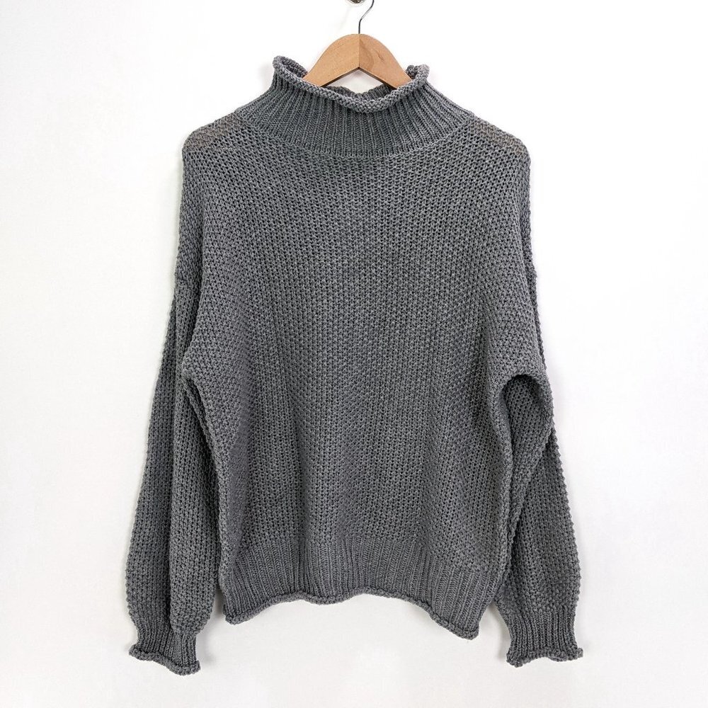 BB Dakota by Steve Madden Size S Womens Chunky Knit Turtleneck Sweater in Gray - Picture 2 of 9